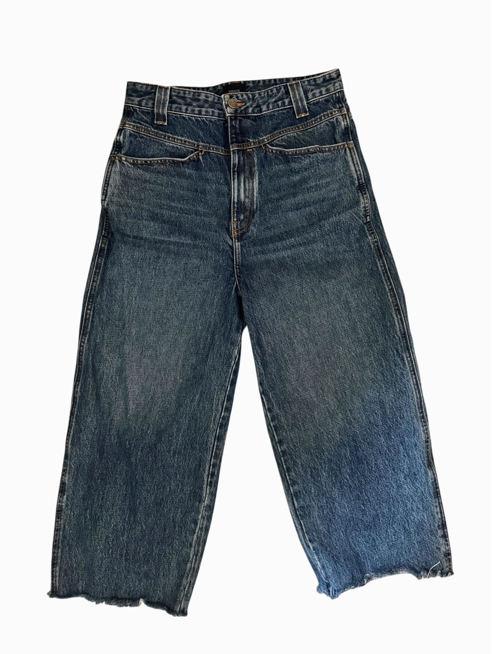 Khaite Preen High-Rise Wide-Leg Jeans – Raw Hem Denim (Size 28, Fits Like 29)